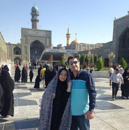 عکس/نیوشا ضیغمی و همسرش درحرم امام رضا
