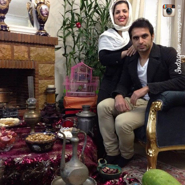 سفره یلدا هادی نوروزی در کنار همسرش+تصویر