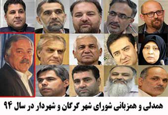 شعار سال 94 در گرگان "همدلی و همزبانی شورای شهر و شهردار" !